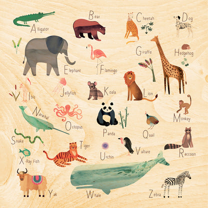 Poster 45T en bois abc abecedary W