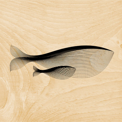 Wood 7in poster en bois animals whale W