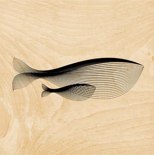 Poster 45T en bois animals whale W