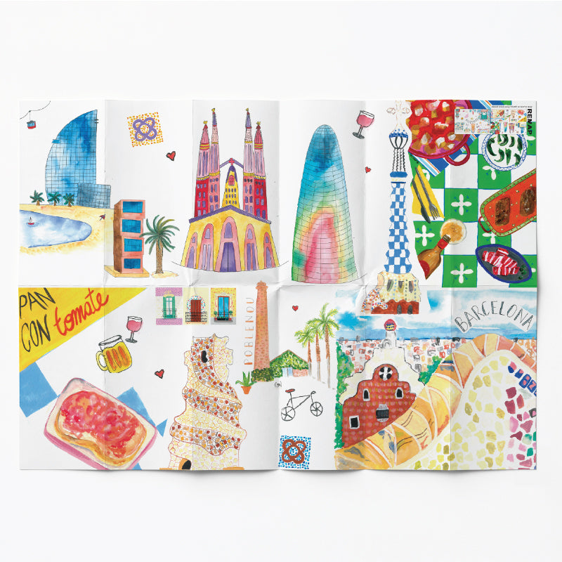Remap Barcelona Mosaic — carte illustrée 50 × 70 cm