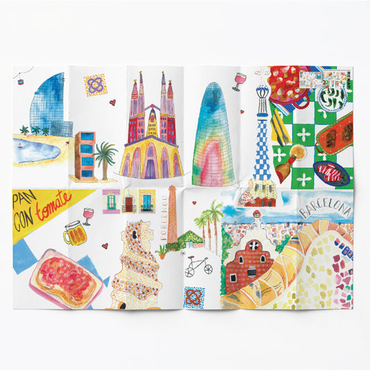 Remap Barcelona Mosaic — carte illustrée 50 × 70 cm