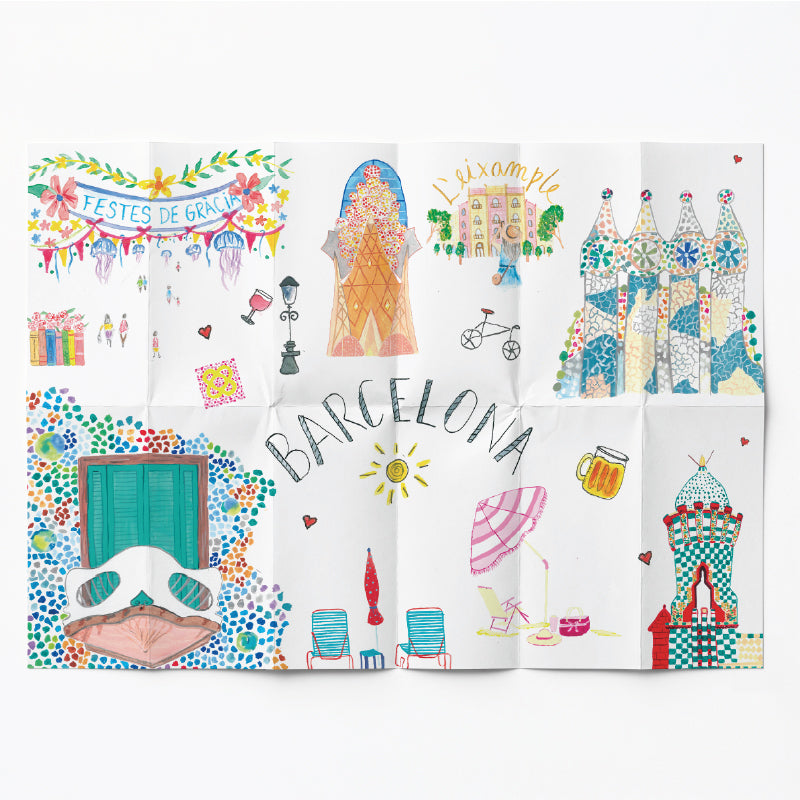 Remap Barcelona Mosaic — carte illustrée 50 × 70 cm