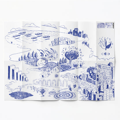 Remap Berlin Between Worlds — carte illustrée 50 × 70 cm