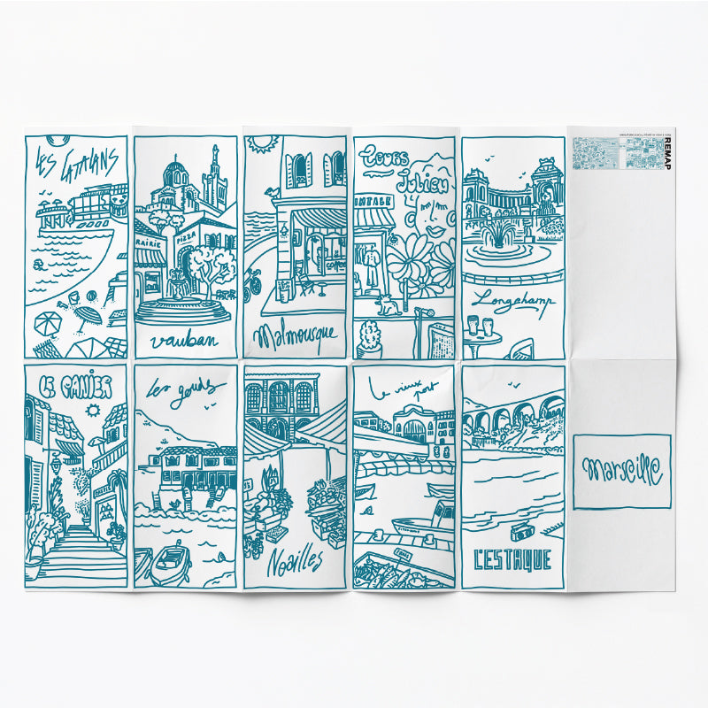 Remap Marseille Villages — carte illustrée 50 × 70 cm