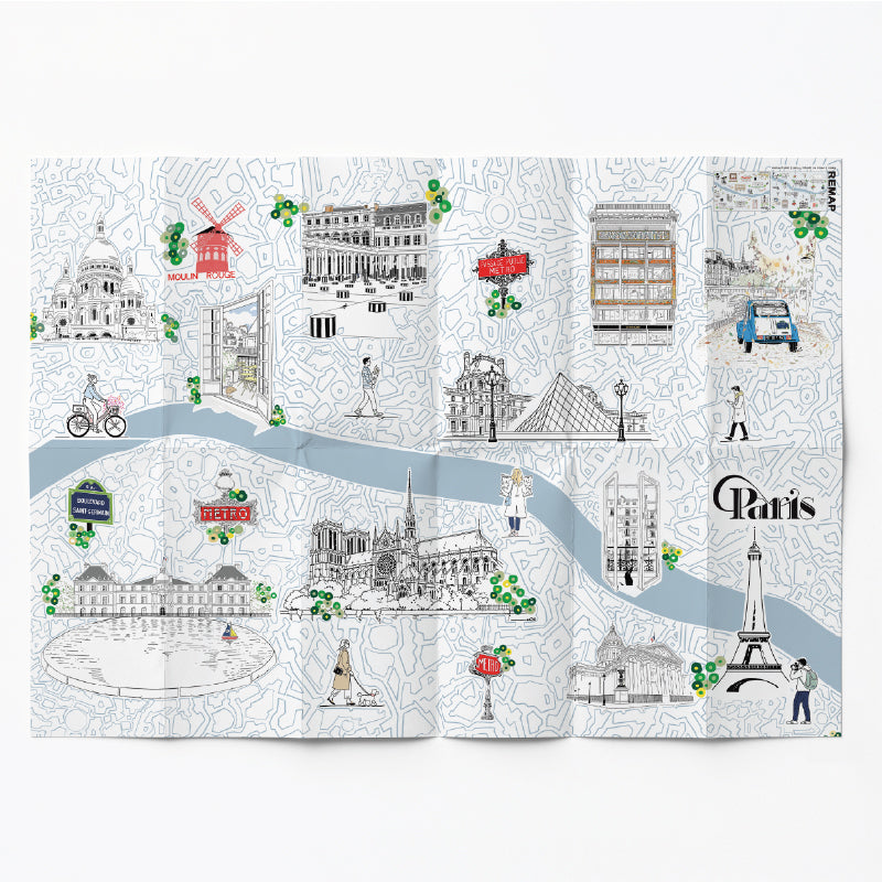 Remap Paris Fragments — carte illustrée 50 × 70 cm