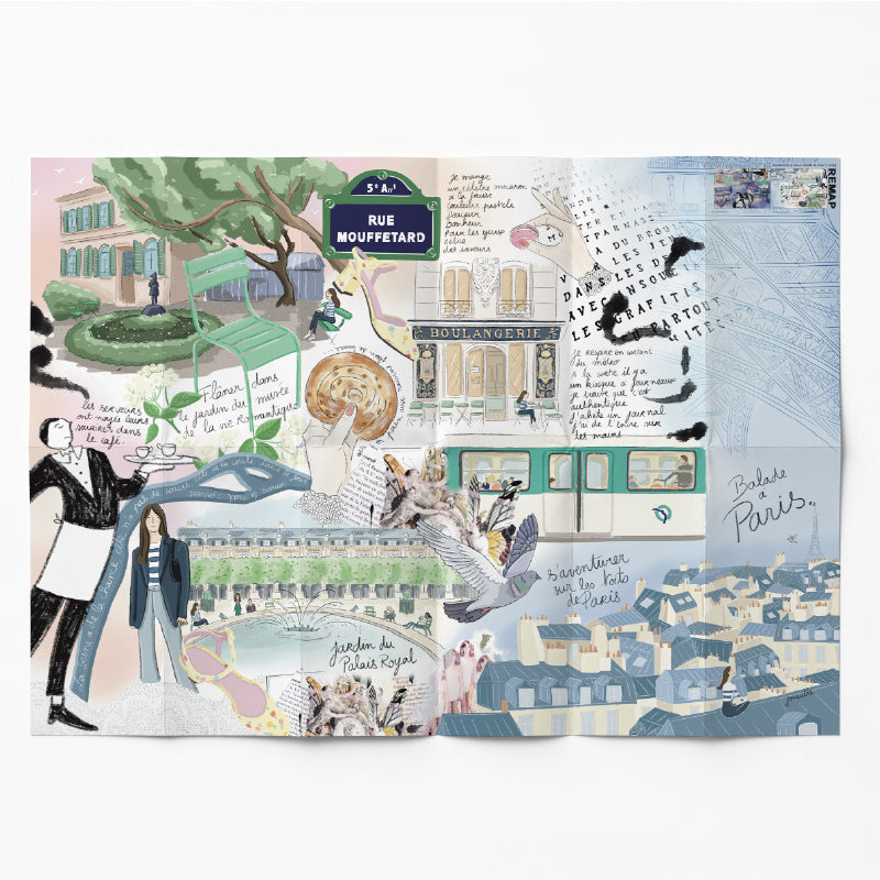 Remap Paris Night & Day — carte illustrée 50 × 70 cm