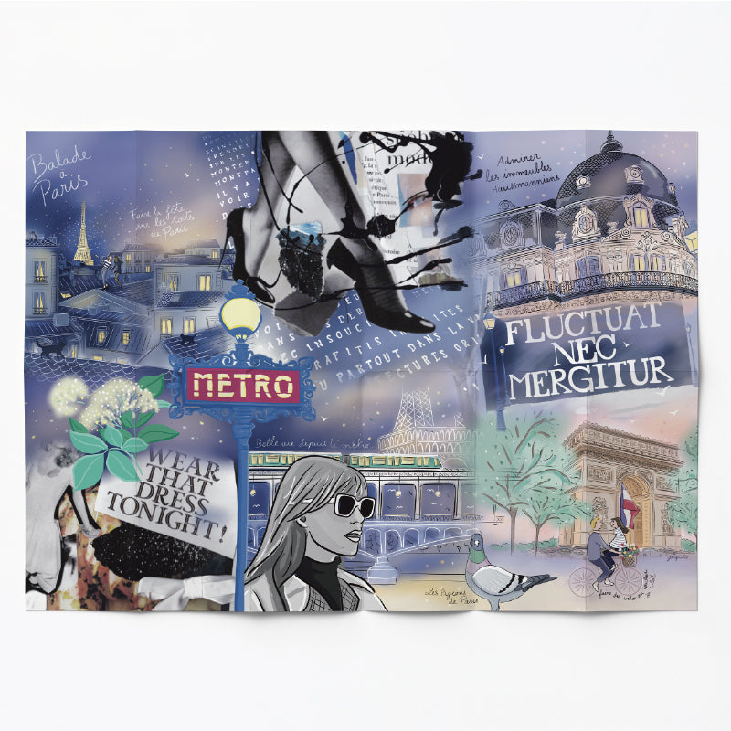 Remap Paris Night & Day — carte illustrée 50 × 70 cm