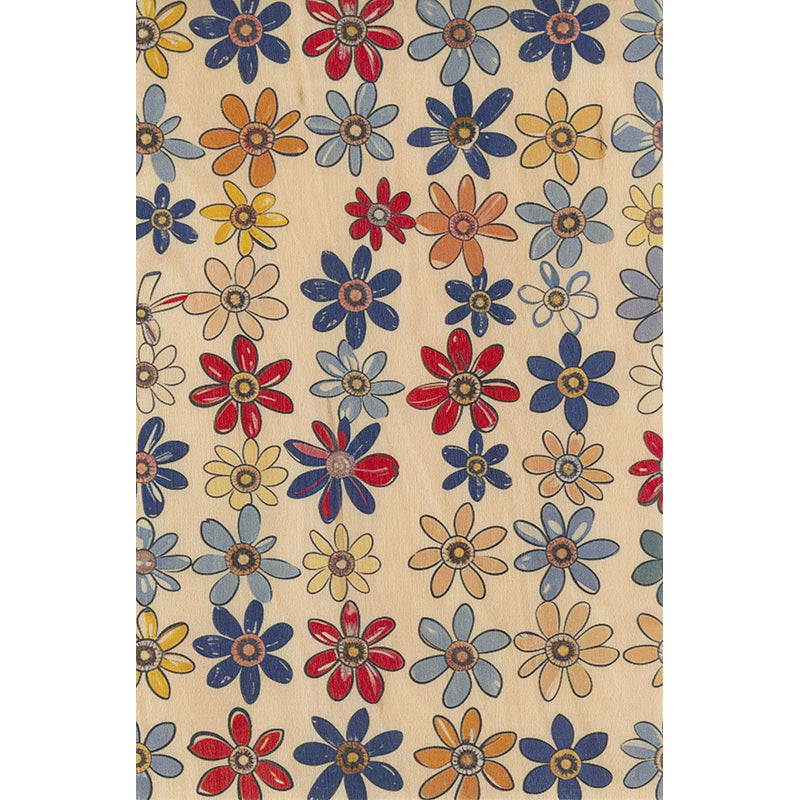 Carte en bois AI color flowers W