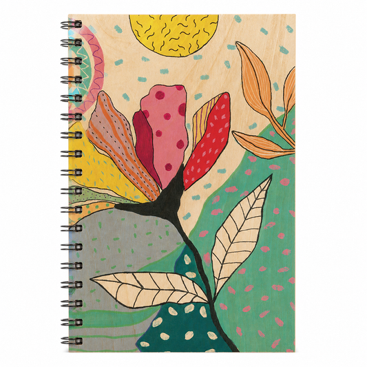 Wood notebook giant flowers 1 W