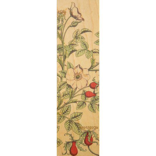 Marque-pages en bois BNF fleurs églantier W