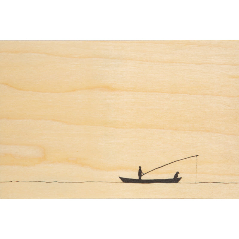 Wood postcard netb pêche W