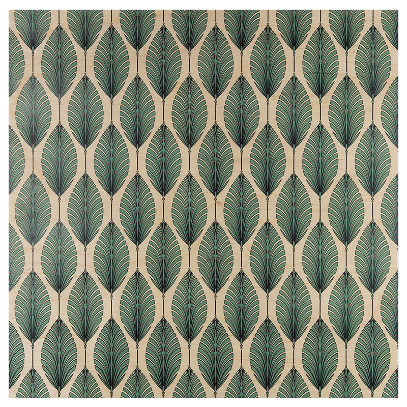 Poster 33T en bois art deco leaves W