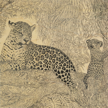 Wood 12in poster en bois black and colors leopard W