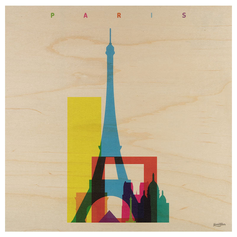 Poster 33T en bois cities Paris W