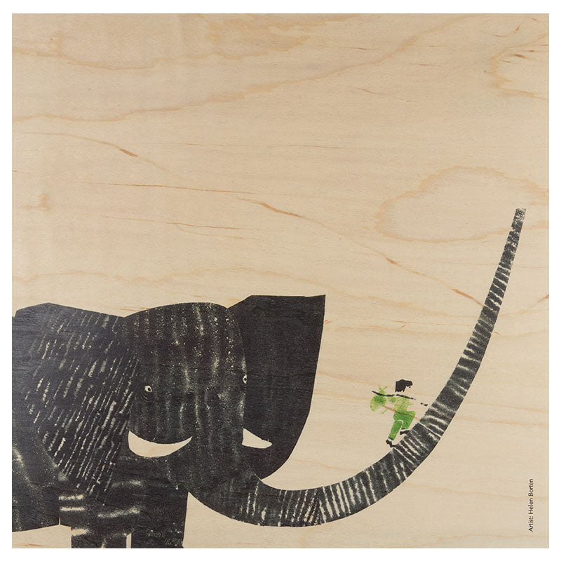 Poster 33T en bois kids boy on elephant W