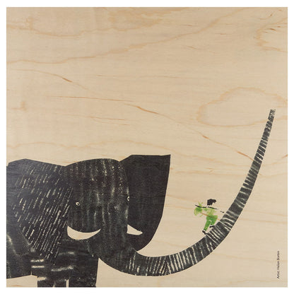 Poster 33T en bois kids boy on elephant W