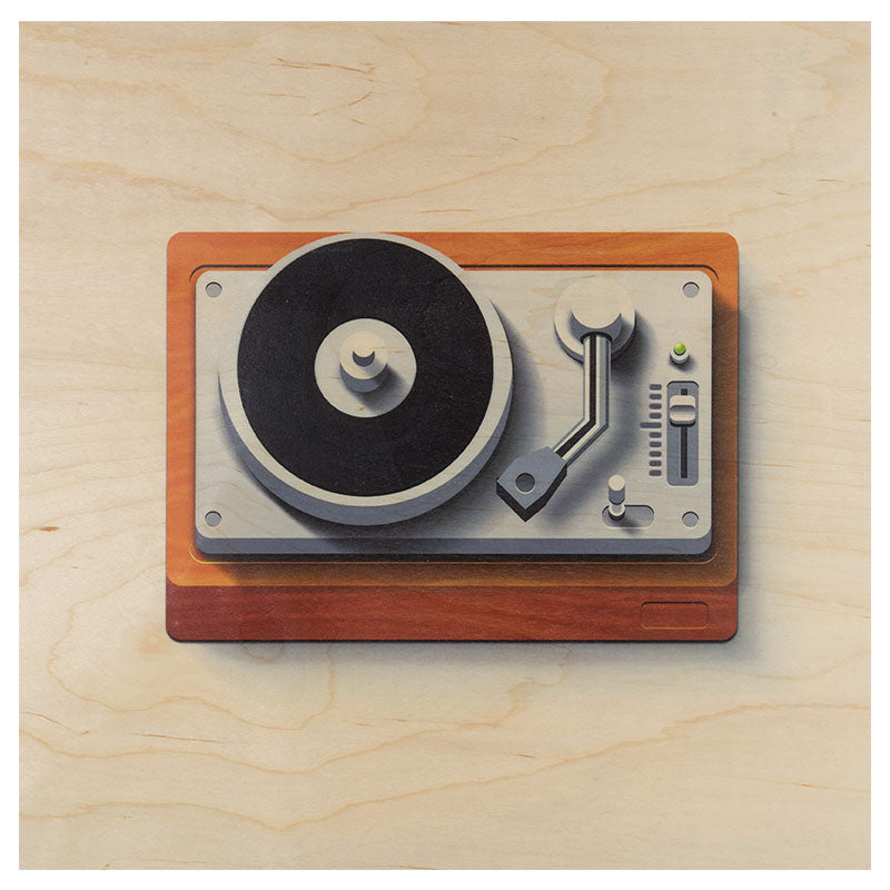 Poster 33T en bois music icons turntable W