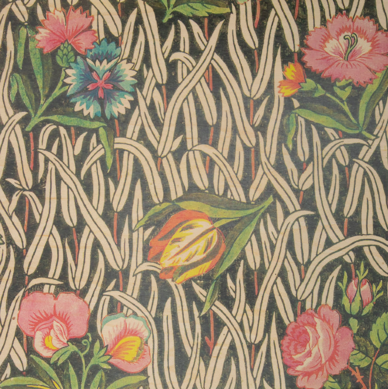 Poster 33T en bois toile de jouy bonnes herbes W