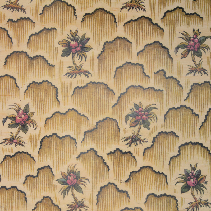 Poster 33T en bois toile de jouy motif floral W