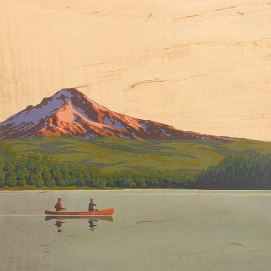 Poster 33T en bois vintage canoe W