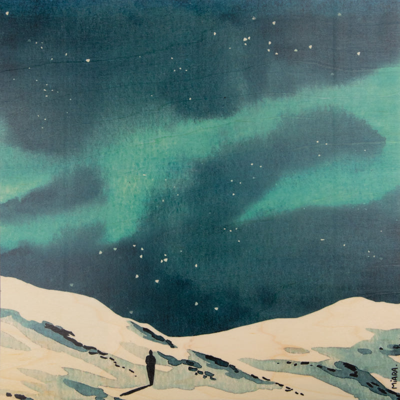 Wood 12in poster en bois winter night W