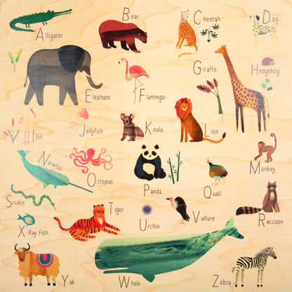 Poster 33T en bois abc abecedary W