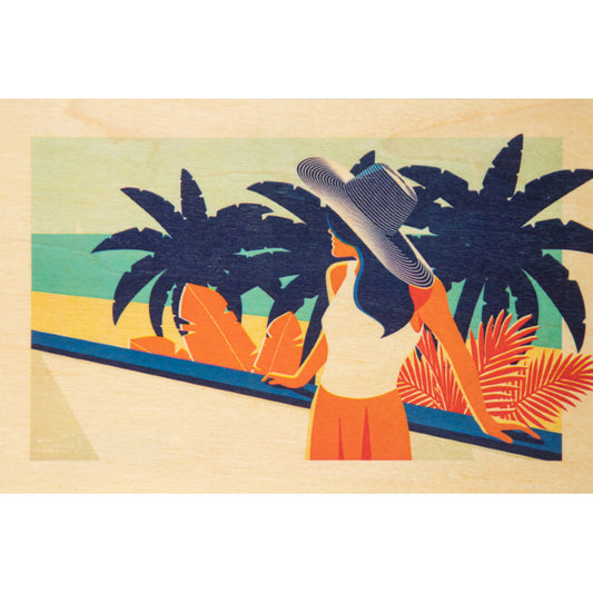 Carte en bois riviera palmiers W