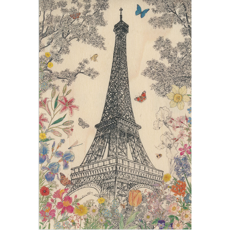 Carte en bois Tour Eiffel été W