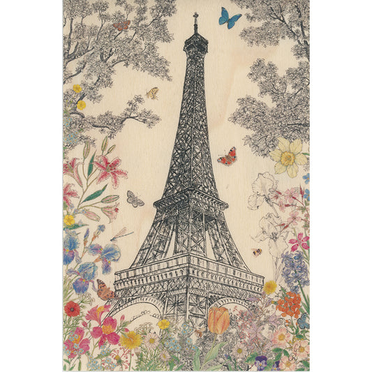 Carte en bois Tour Eiffel été W