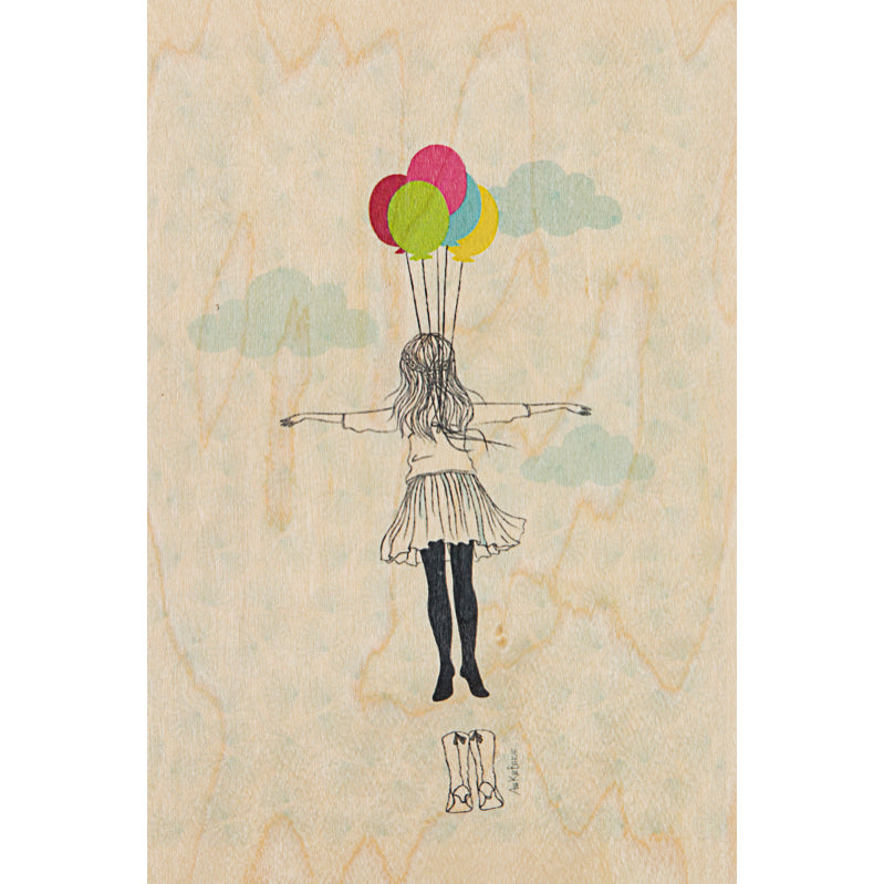 Carte en bois above my head envolée W