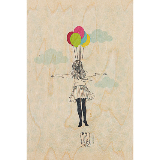 Carte en bois above my head envolée W