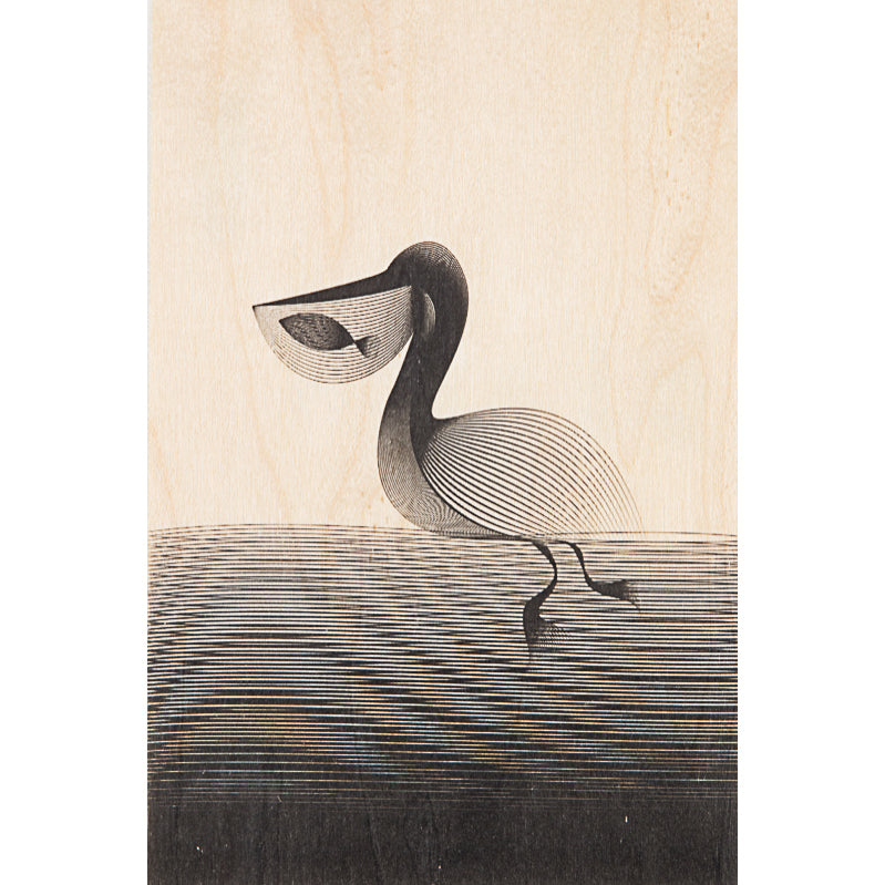 Carte en bois animals pelican W