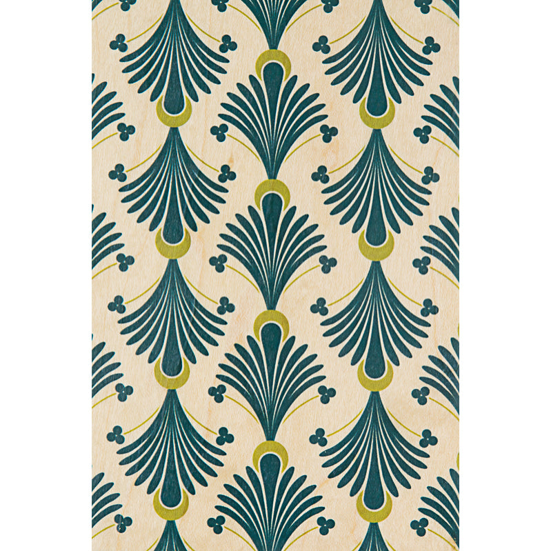 Wood postcard art deco green duster W