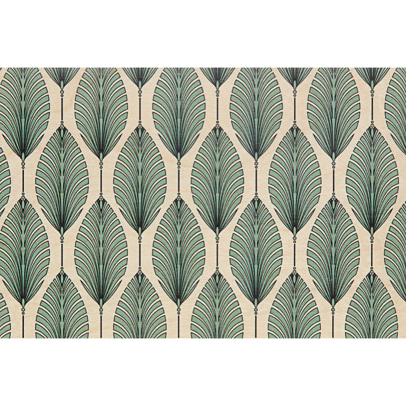 Wood postcard art deco leaves W