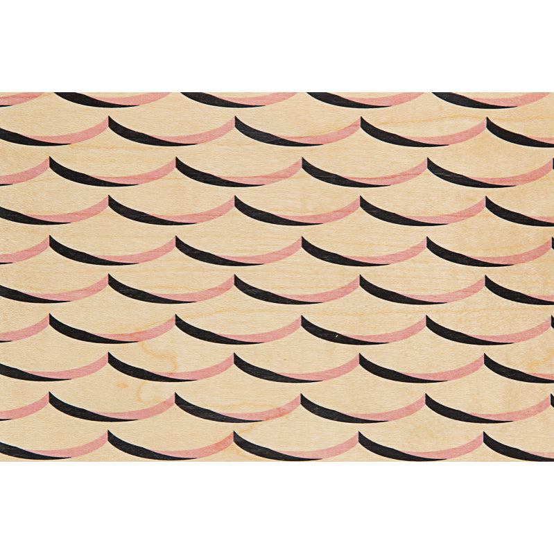 Wood postcard art deco pink waves W