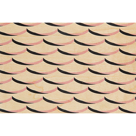 Carte en bois art deco pink waves W