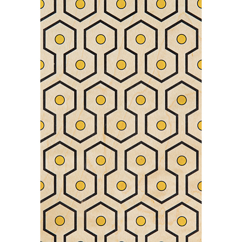 Wood postcard art deco yellow points W