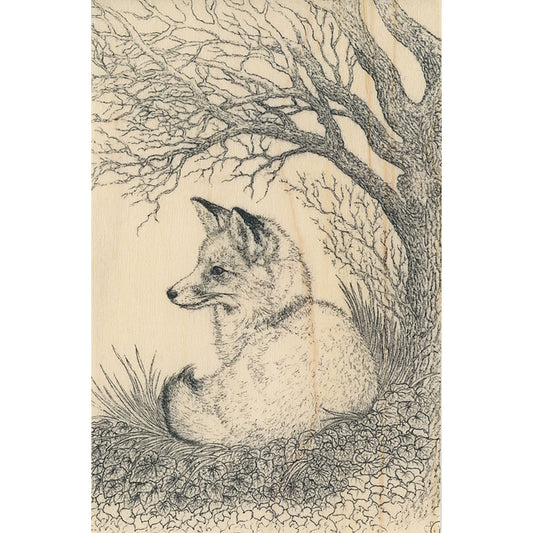 Carte en bois black and colors fox W