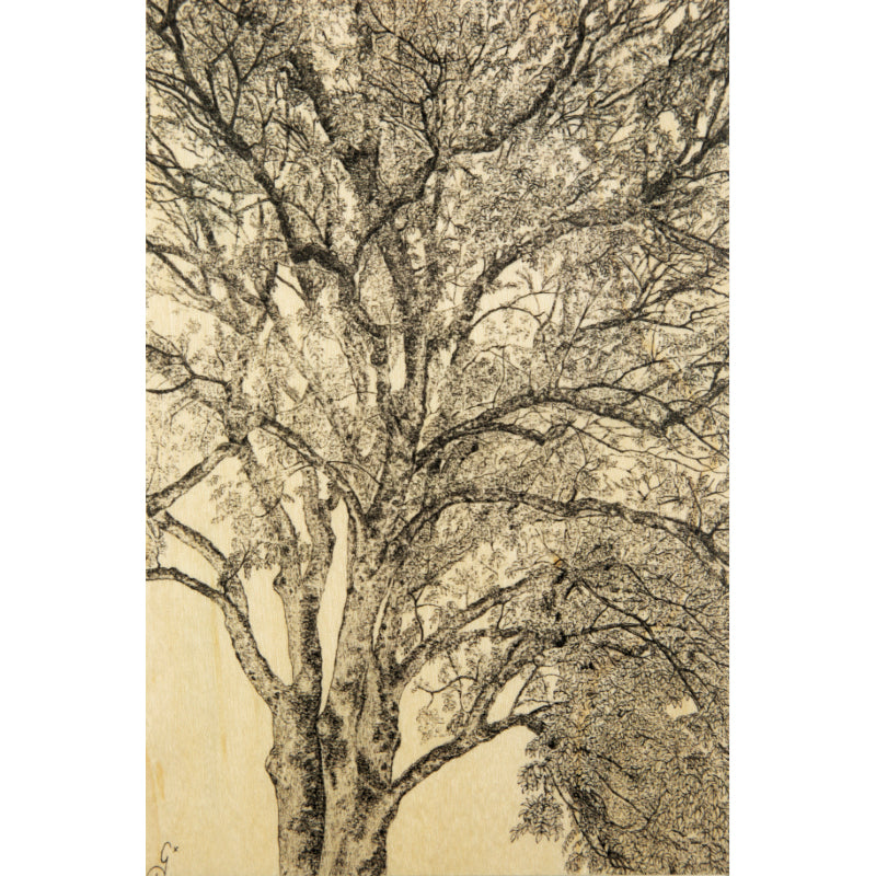 Wood postcard black and colors small tree W