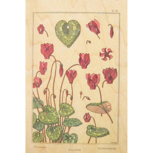 Carte en bois BNF fleurs cyclamen W