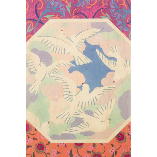 Carte en bois BNF motifs colombes W