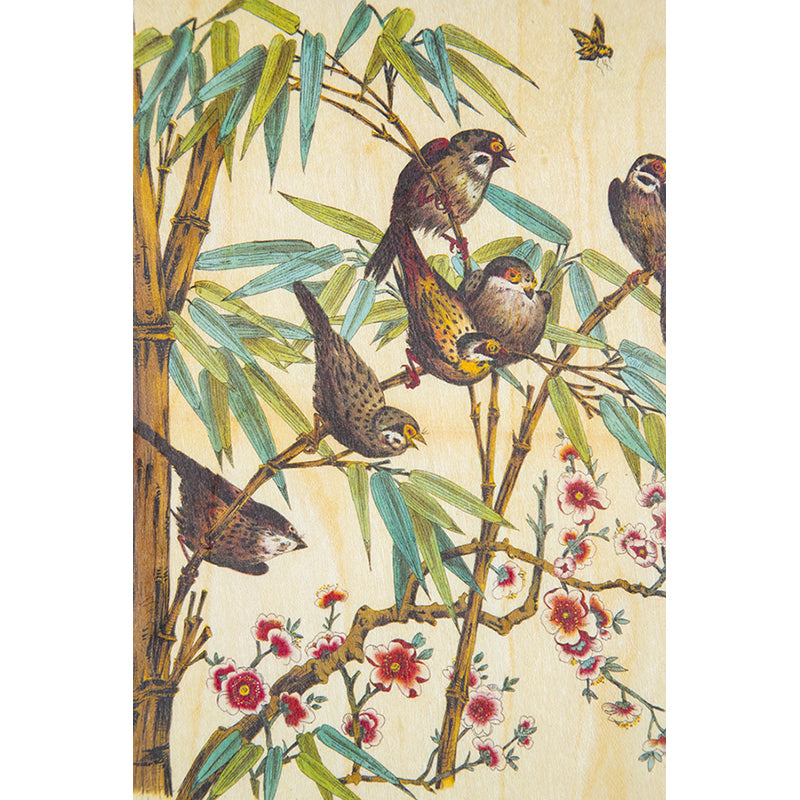 Carte en bois bnf ornements birds on a branch W