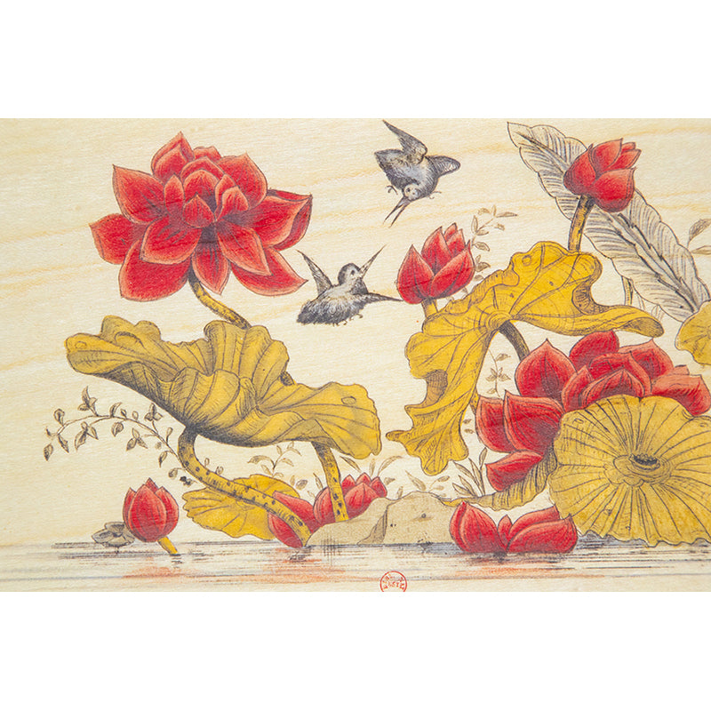 Carte en bois BNF ornements colibris W