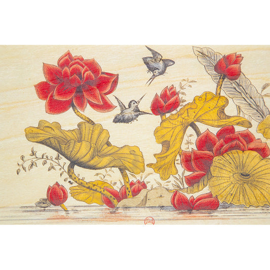 Carte en bois BNF ornements colibris W