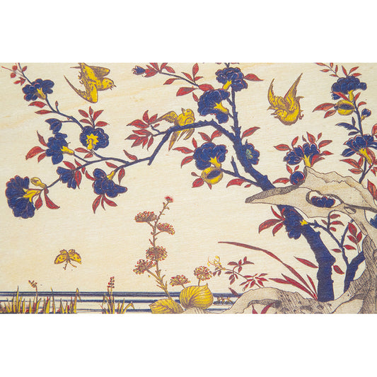 Carte en bois BNF ornements yellow birds W