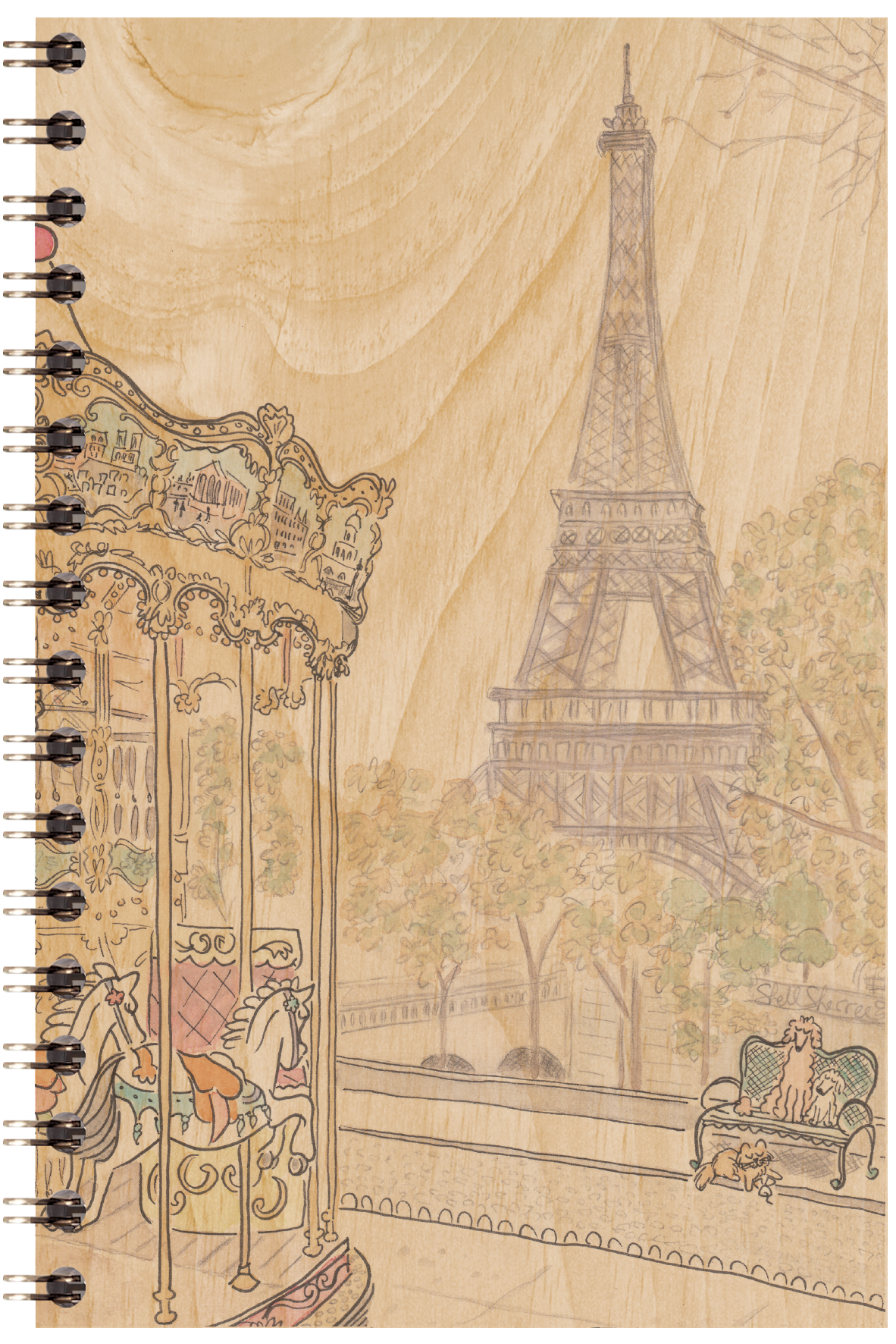 Carnet en bois parisian displays Tour Eiffel W