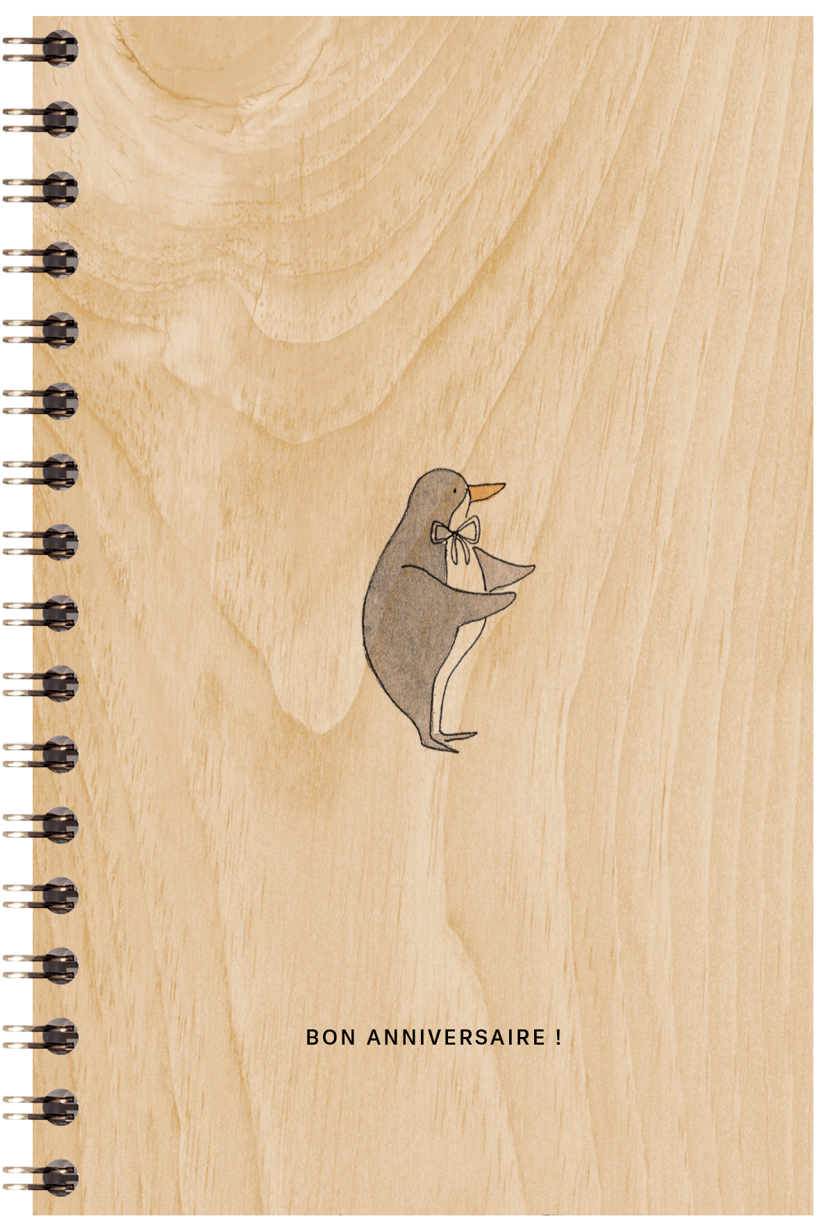 Carnet en bois petit gramme bon anniv W