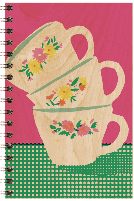 Carnet en bois still life cups W