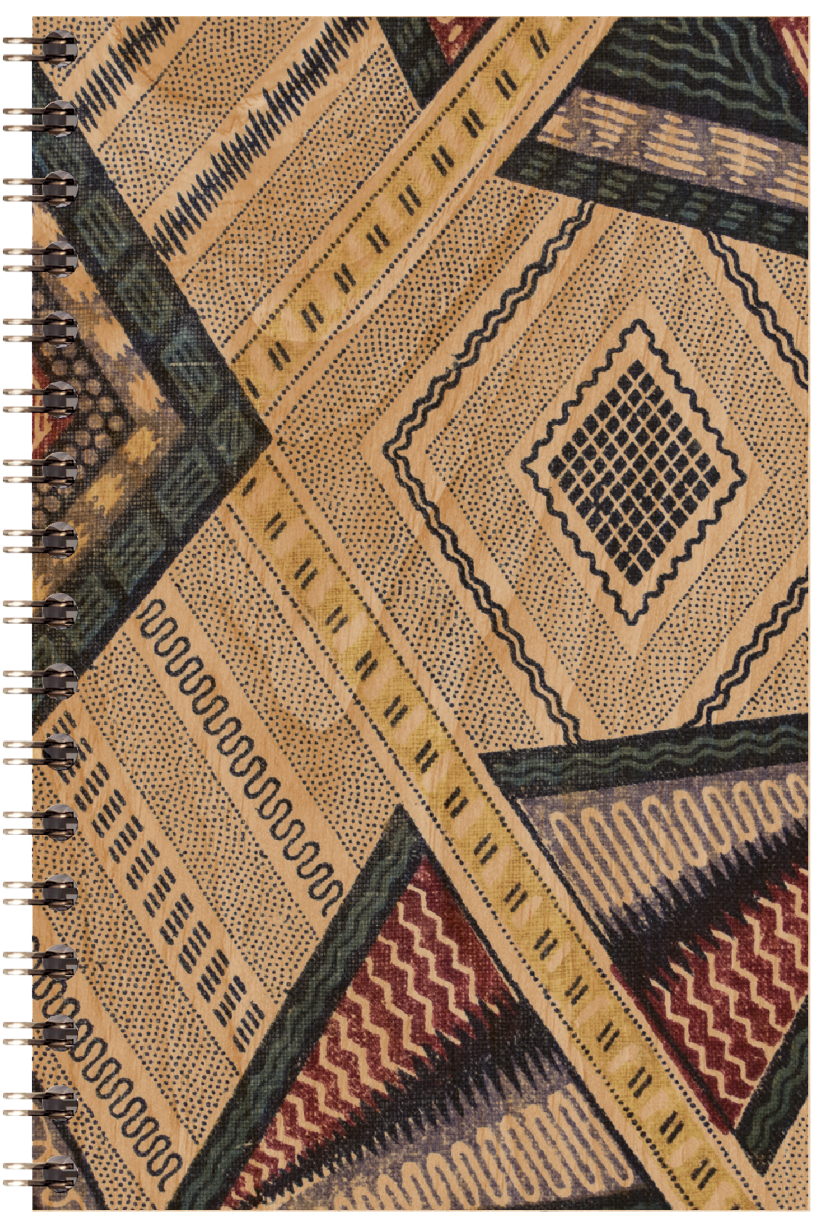 Carnet en bois toile de jouy Afrique cm W