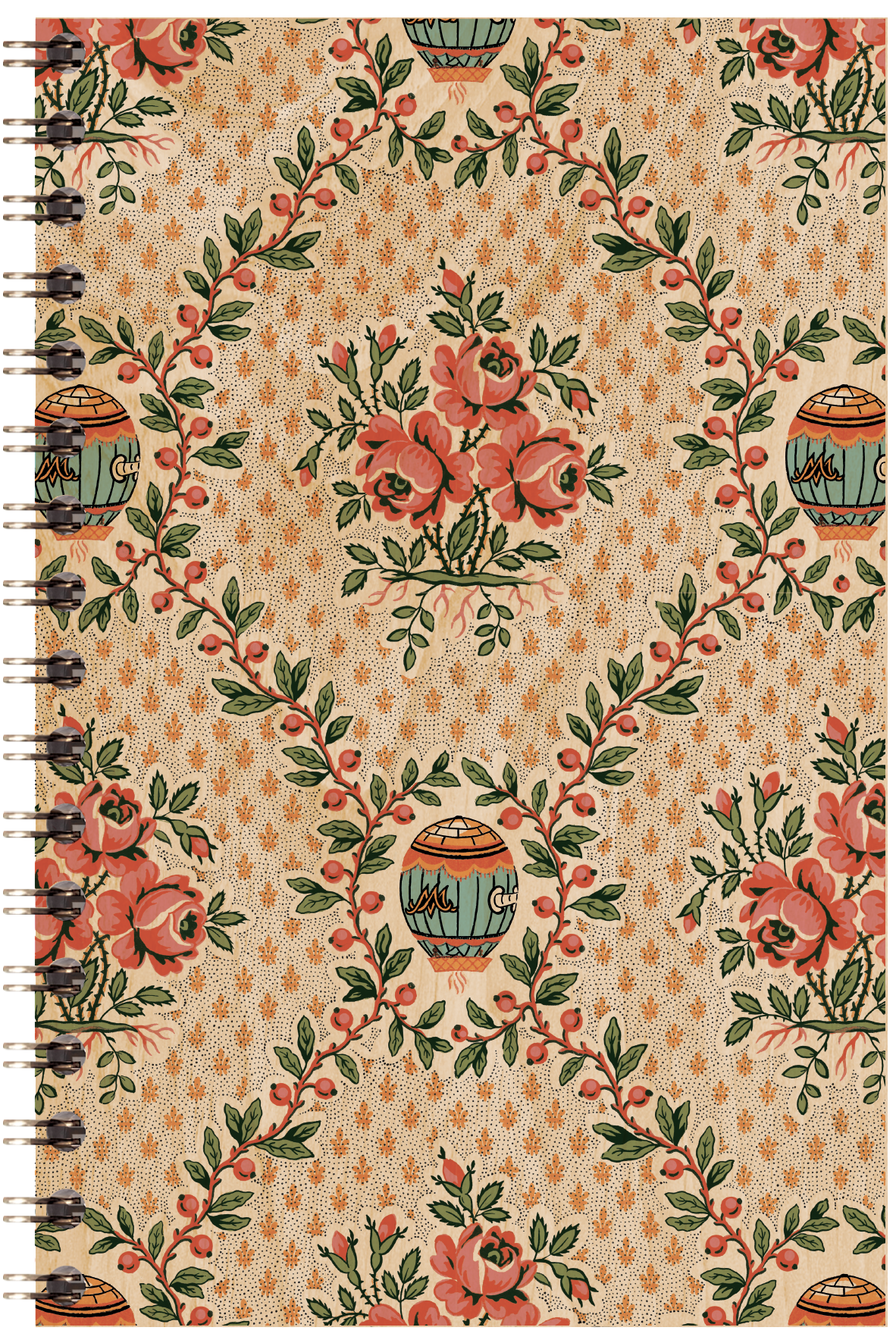 Carnet en bois toile de jouy montgolfieres W
